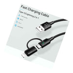 Mcdodo 2In1 Charger Nylon Qc4 0 Type C Usb Cable For Iphone 12 11 Samsung S21 Lg