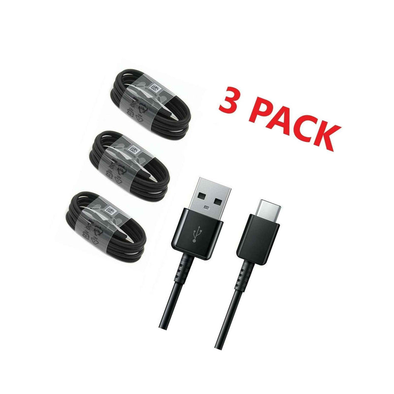 3 Pack 6Ft Type C Cable Fast Charger Data Sync Charging Cable Cord Universal Blk