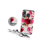 Red Floral Shockproof Durable Dual Layer Phone Case Cover For Samsung Galaxy A20