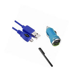 Blue Car Charger Cable For Htc Incredible Evo 3D Amaze 4G One Vx M7 Black Stylus