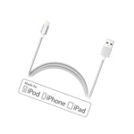 Iphone Ipad Cable Lightning Mfi Nylon Braided Charging Cord 3 Pack 6 Ft Silver