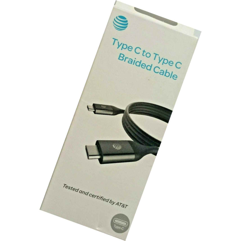 New At T Tested And Certified Type C To Type C Braided Cable 4Ft Black