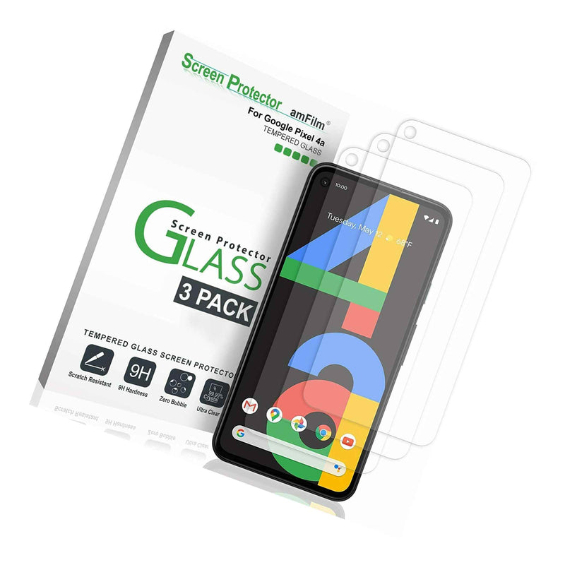 Amfilm Google Pixel 4A 5 8 Real Tempered Glass Screen Protector 3 Pack