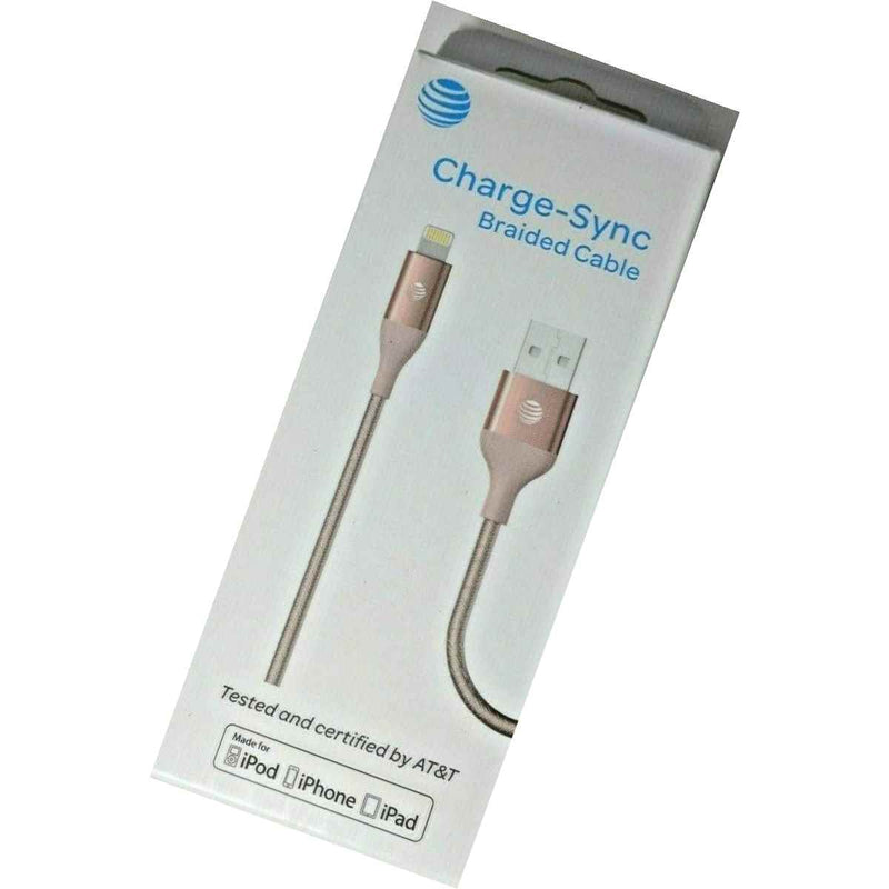 At T Lightning Braided Charge Sync Cable 4Ft 8 Pin Iphone X 8Plus 6S Se