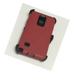 For Samsung Galaxy Note 4 Shockproof Case Cover With Belt Clip Holster Red