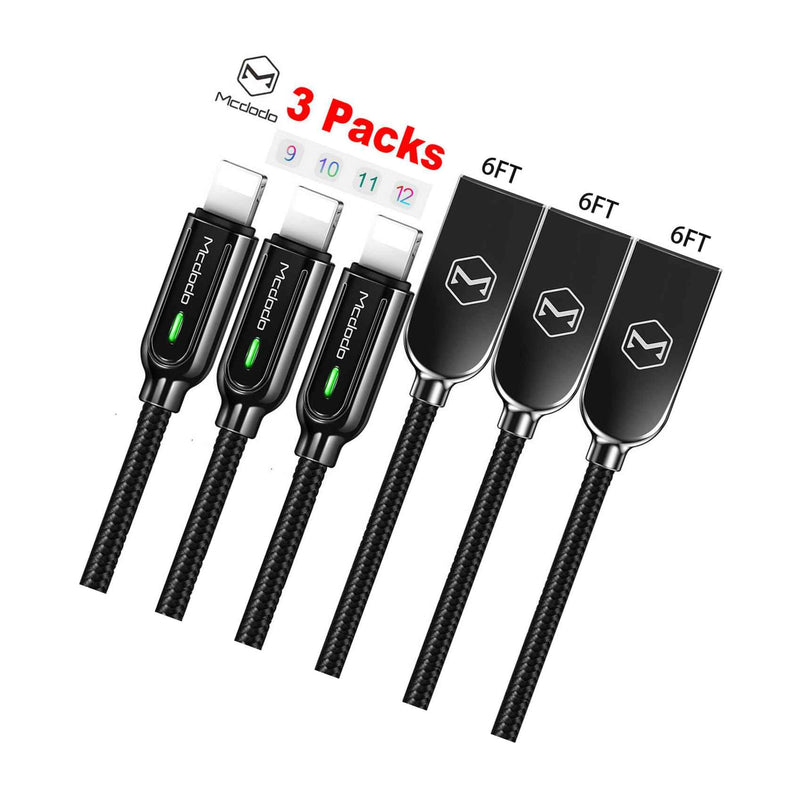 3X 6Ft Mcdodo Auto Disconnect Usb Cable Smart Led Charger For Iphone Xr 7 8 6S 5