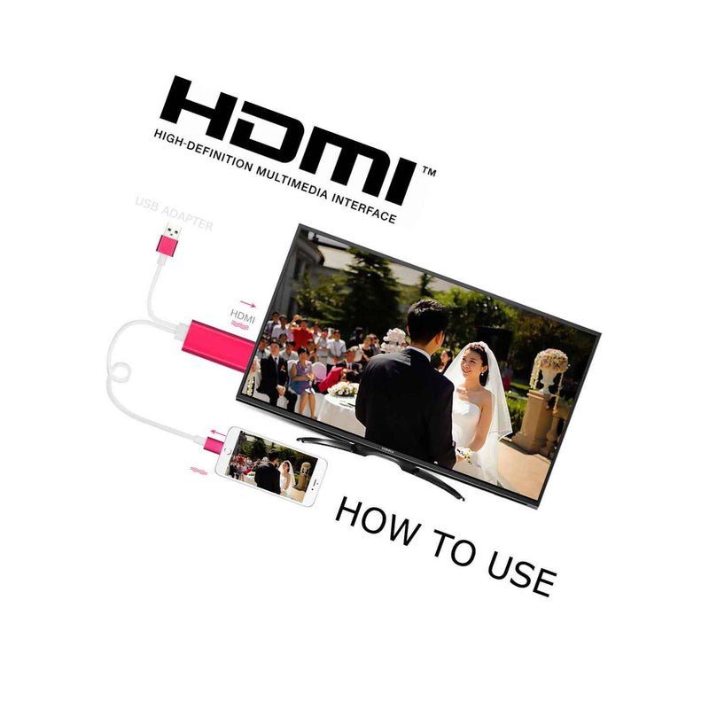 8 Pin To Hdtv Cable 1080P Hdmi Audio Video Screen Mirror For Iphone X 8 7 Plus