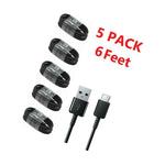 5X 6Ft Usb Type C Fast Charging Cable For Samsung Galaxy S8 S9 S10 Note 9 10 Blk