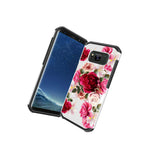 For Samsung Galaxy S8 Case Red Floral Rubber Durable Dual Layer Cover