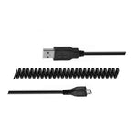 Micro Usb Microusb Spring Cable Retractable For Htc Cell Phone Black