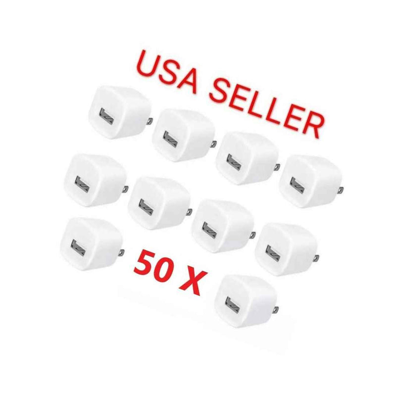 50 X 1A Usb Home Wall Charger Ac Adapter Plug For Iphone Ipod Nano Classic White