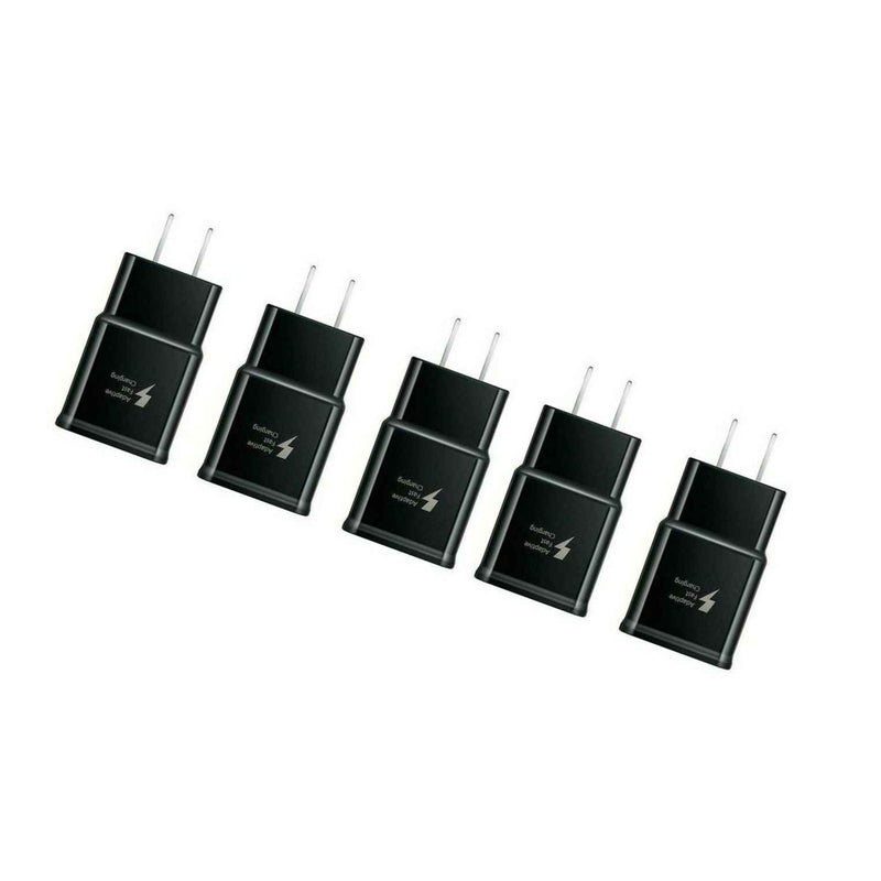 5X Adaptive Fast Charging Wall Charger Adapter For Samsung Android Phone Black