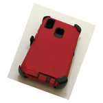 For Samsung Galaxy A20 A30 Heavy Duty Case Cover With Belt Clip Red