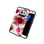 For Samsung Galaxy S7 Edge Case Red Floral Rubber Durable Dual Layer Cover