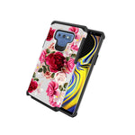 For Samsung Galaxy Note 9 Case Red Floral Rubber Durable Dual Layer Cover