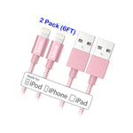 Iphone Ipad Cable Lightning Mfi Nylon Braided Charging Cord 2 Pack 6 Ft Rose