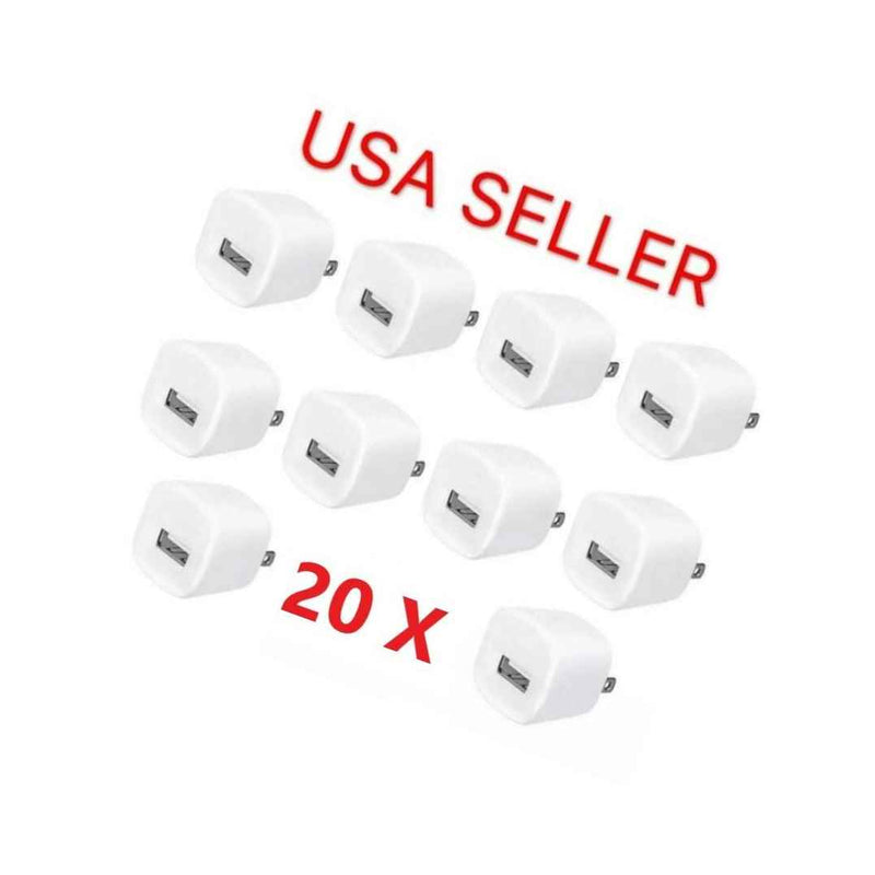 20 X 1A Usb Home Wall Charger Ac Adapter Plug For Iphone 5 6 7 8 X 11 Max White
