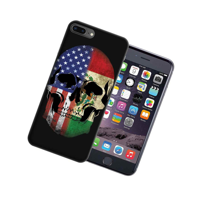 For Apple Iphone 7 Plus 8 Plus Usa Mexico Flag Skull Design Gel Case Cover