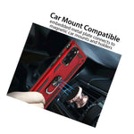 For Samsung Galaxy Note 20 Case Metal Ring Kickstand Red Hard Phone Cover