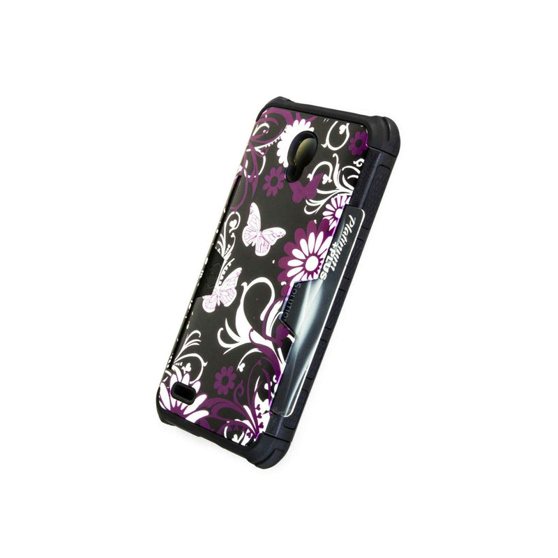 Coveron For Alcatel One Touch Conquest Case Smart Armor Pink Butterfly Cover