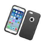 For Iphone 6 6S Hard Soft Rubber Hybrid High Impact Case Cover Black Armor
