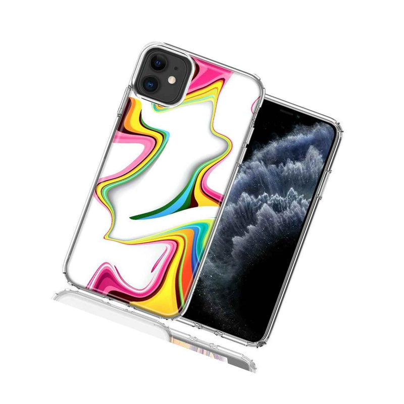 For Apple Iphone 12 Mini Rainbow Abstract Design Double Layer Phone Case Cover