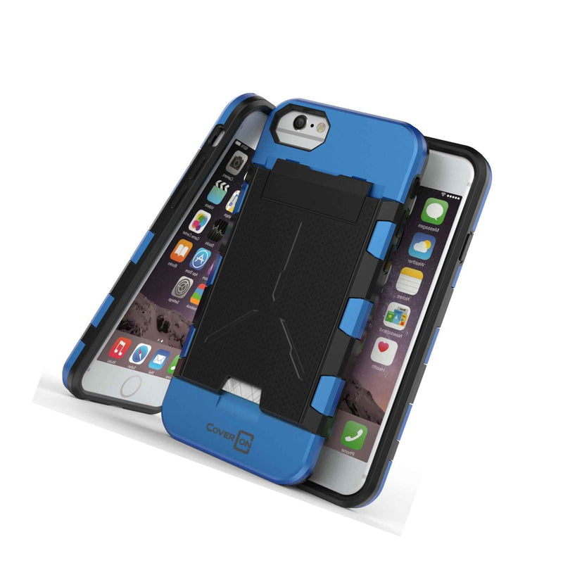 Hybrid Card Holder Wallet Hybrid Protective Case For Apple Iphone 7 Blue