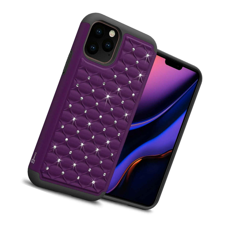 Purple Black Rhinestone Bling Hard Slim Phone Case For Apple Iphone 11 Pro Max