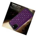Purple Black Rhinestone Bling Hard Slim Phone Case For Apple Iphone 11 Pro Max