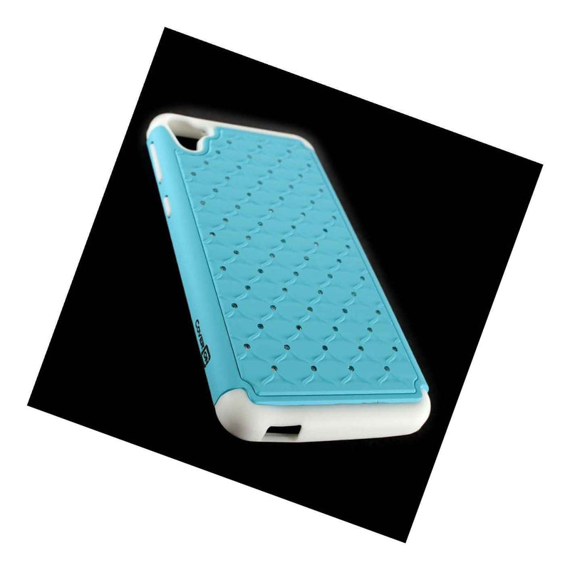 For Htc Desire 826 Case Blue White Hybrid Diamond Bling Skin Phone Cover