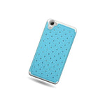 For Htc Desire 826 Case Blue White Hybrid Diamond Bling Skin Phone Cover
