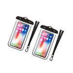 2X Universal Waterproof Phone Case With Neck Strap For Devices Up To 6 In Black