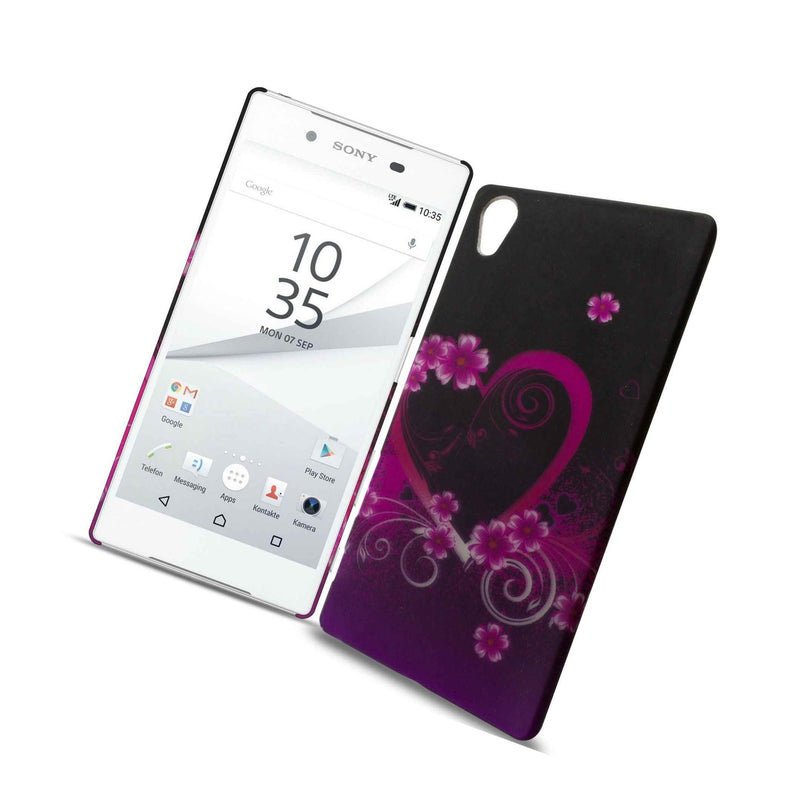 For Sony Xperia Z5 Case Purple Love Design Hard Slim Back Cover