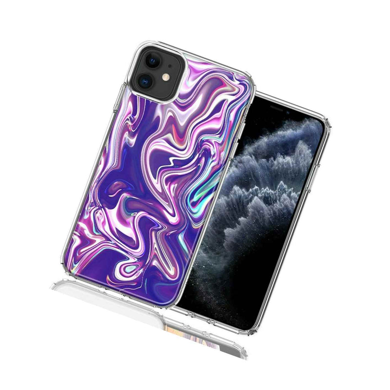 For Apple Iphone 11 Purple Paint Swirl Design Double Layer Phone Case Cover