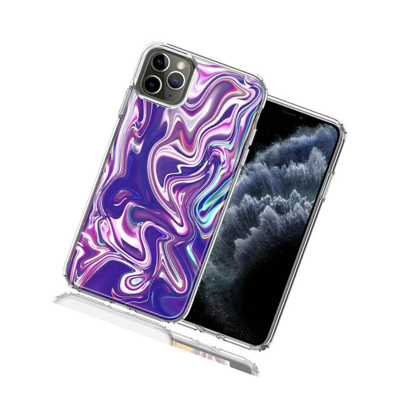 For Apple Iphone 12 Pro Max Purple Paint Swirl Design Double Layer Phone Case