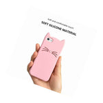 For Iphone 5C Soft Rubber Silicone Skin Case Cover Pink Kitty Cat Whiskers Ear