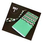 For Lg Volt 2 Ls751 Pu Leather Card Wallet Pouch Holder Case Mint Green Chevron