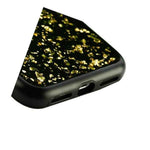 For Iphone X Xs Hard Hybrid Impact Armor Case Cover Black Gold Sparkle Foil