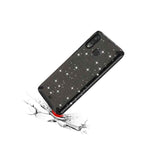 For Samsung Galaxy A20 A50 Hybrid Armor Black Clear Case Shiny Sparkle Glitter