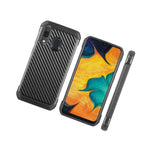 For Samsung Galaxy A50 A30 A20 Hard Hybrid Armor Case Black Carbon Fiber