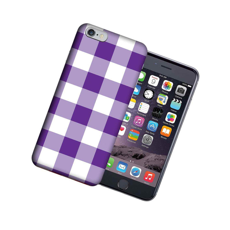 Mundaze Apple Iphone 6 Plus Design Case Purple White Plaid Cover