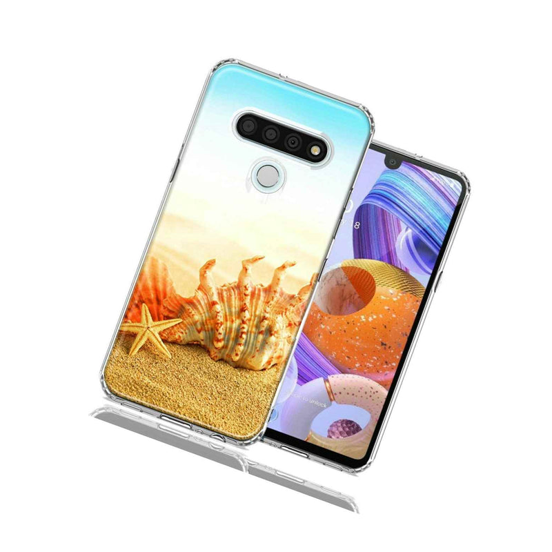 For Lg Stylo 6 Beach Shell Design Double Layer Phone Case Cover