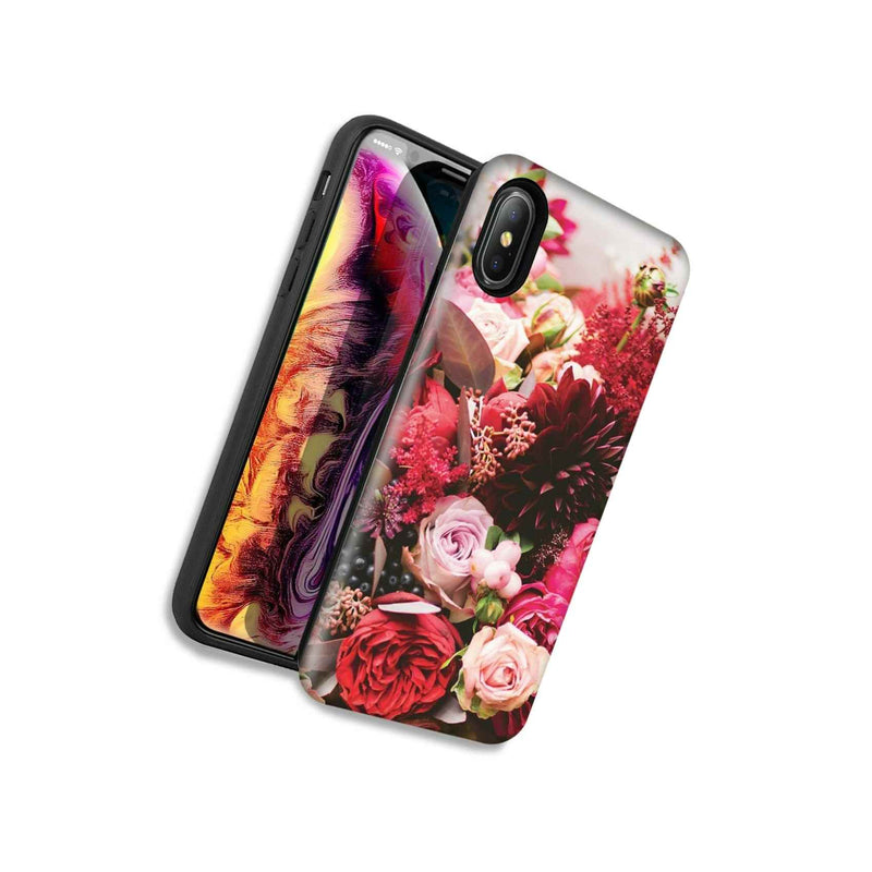 Colorful Flowers Double Layer Hybrid Case Cover For Apple Iphone Xs Max