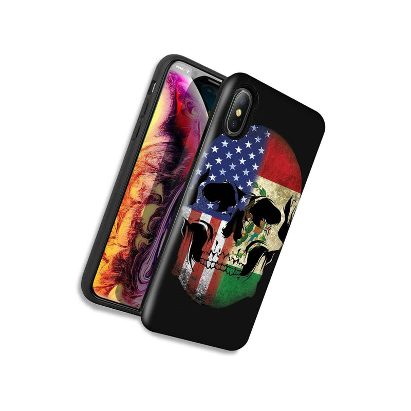 Usa Mexico Flag Skull Double Layer Hybrid Case Cover For Apple Iphone Xr