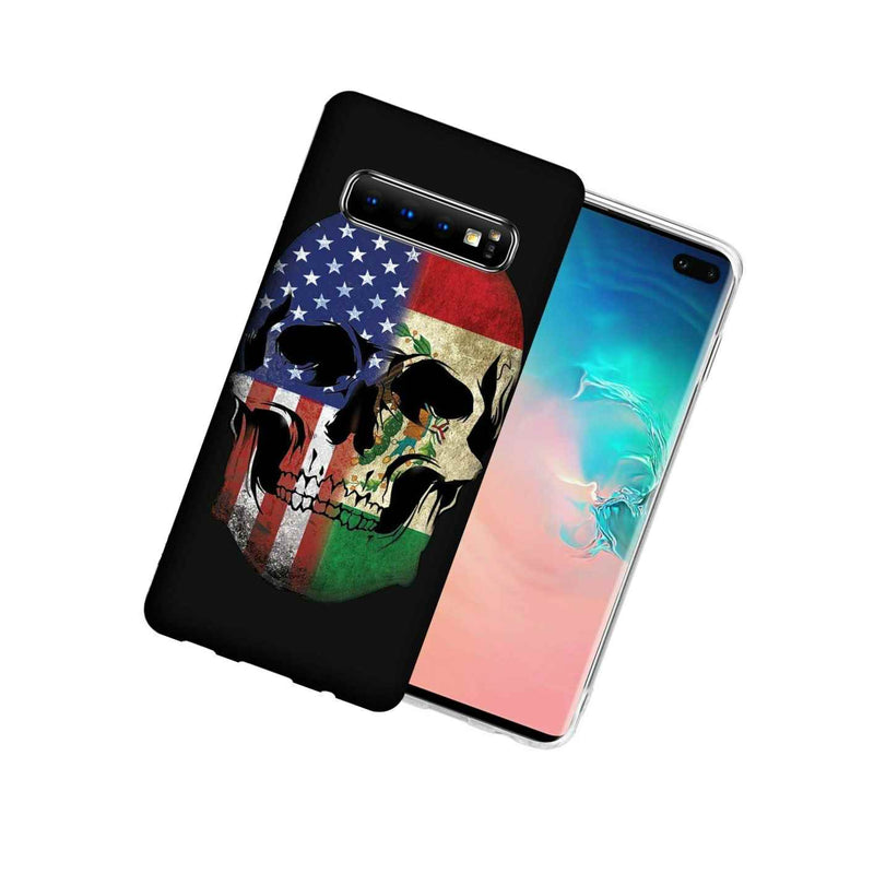 For Samsung Galaxy S10 Plus Us Mexico Flag Skull Tpu Gel Phone Case Cover