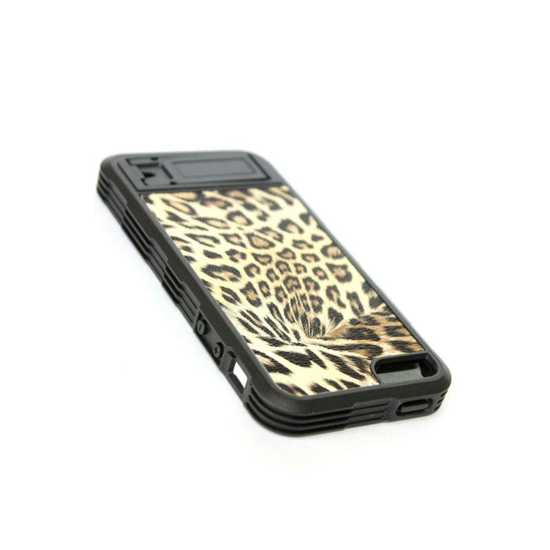 For Iphone Se 5S Hard Gummy Tpu Rubber Black Yellow Leopard Cheetah Skin Cover
