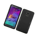 For Samsung Galaxy Note 4 Hard Rubber Gummy Tpu Skin Case Cover Black Armor
