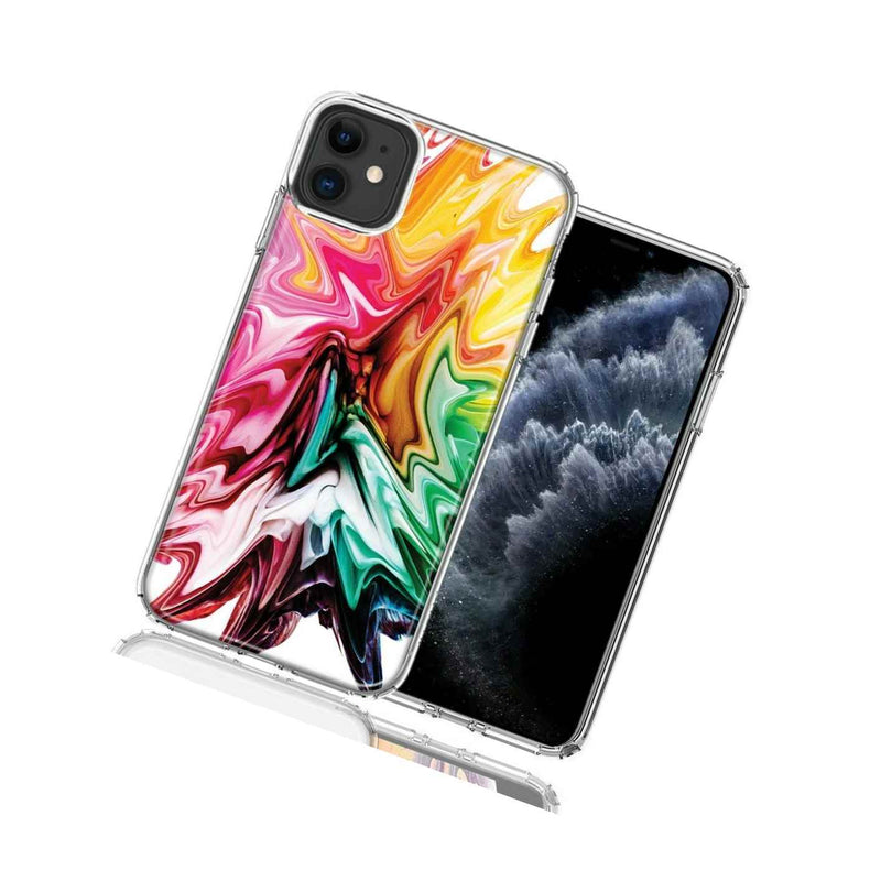 For Apple Iphone 12 Mini Rainbow Flower Abstract Design Hybrid Phone Case