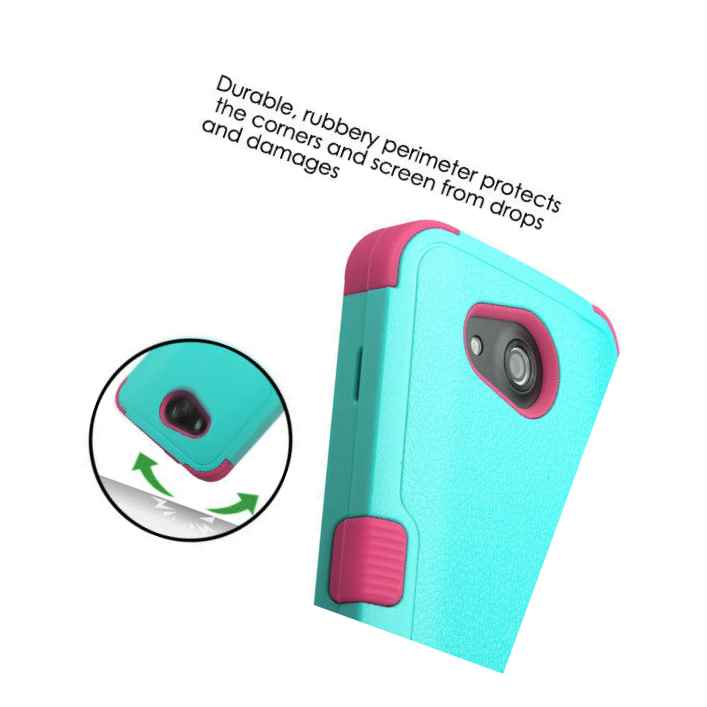 Kyocera Hydro Wave Air Hard Soft Rubber Hybrid Skin Case Turquoise Blue Pink