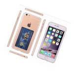 For Iphone 6 6S Tpu Rubber Gummy Skin Case Clear Credit Card Id Holder Cover